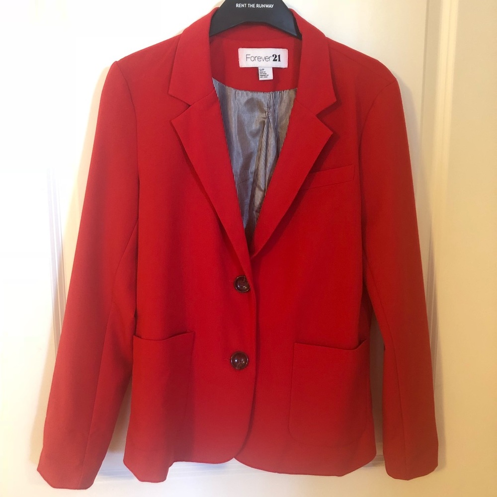 Forever 21 Red Blazer with Pockets